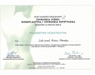 Onkoplastyka i chirurgia estetyczna - świadectwo ukończenia kursu